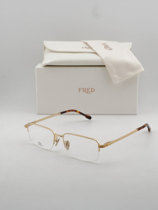 Fred Accessories - Fred FG50024F 032 Unisex Rectangle 56mm Eyeglasses - Gold